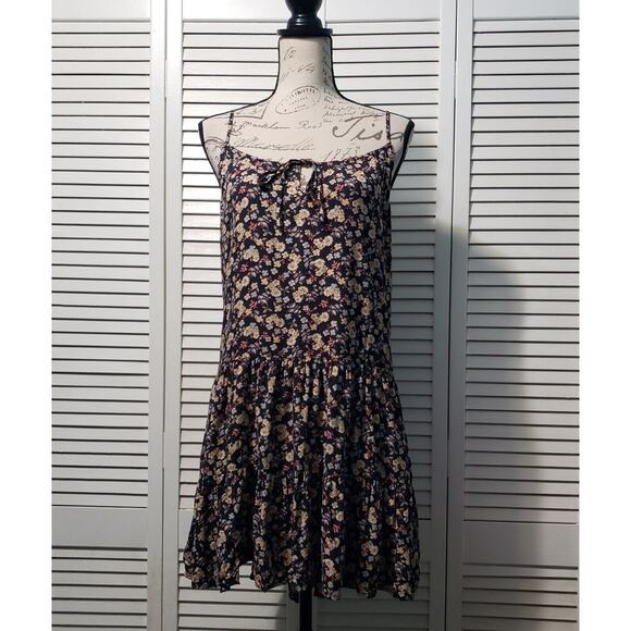 Dress Forum Los Angeles Floral Spaghetti Strap Dress Women's Medium Navy Mini - Picture 1 of 9